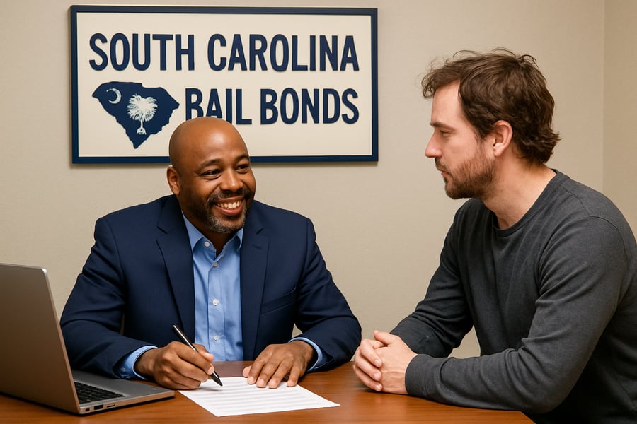 South Carolina bail bonds agent helping a client